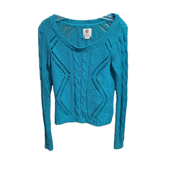 AEO Open Cable Knit Aquamarine Sweater - Picture 1 of 8